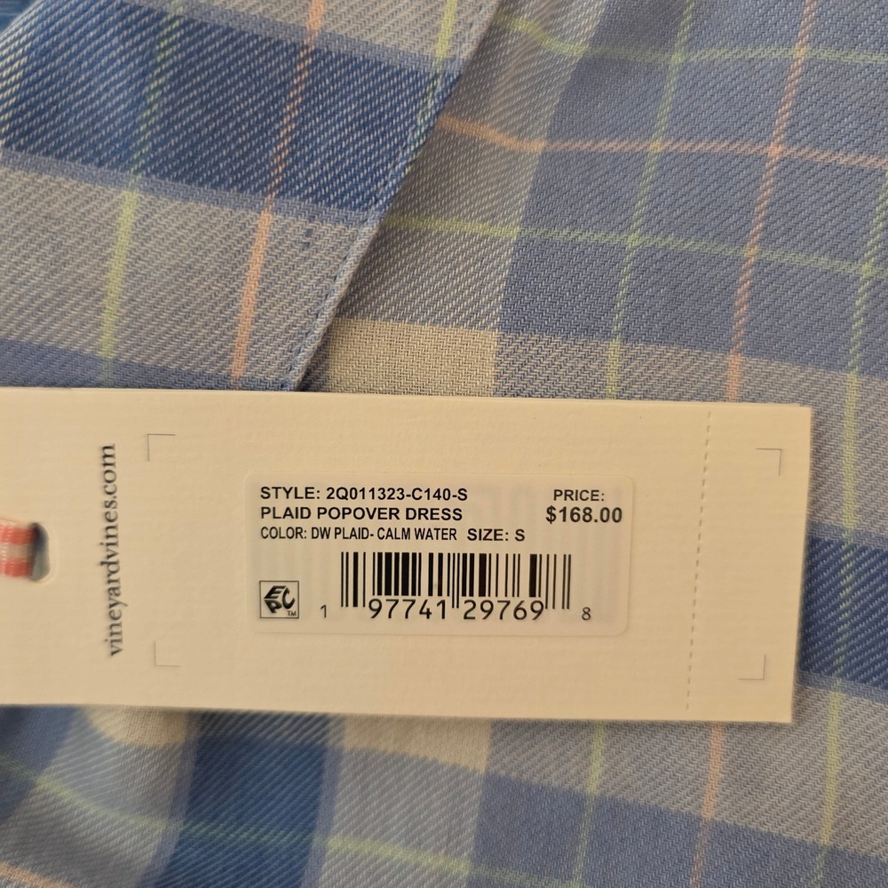 Vineyard Vines Plaid Popover Dress Womens S Blue Calm Water New [$168 2Q011323 - Picture 13 of 15